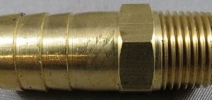 HOSE,BARB,1/2BRB X 1/4MP,BRASS