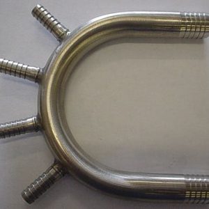 UBEND,1/2 BARB WITH (4)1/4 BARB OUTLET,SS