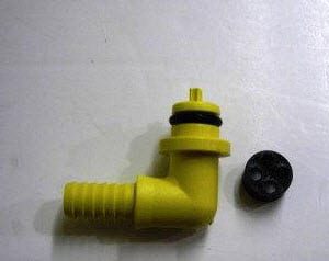 ELBOW,GAS,PLASTIC,BIB,1/4 BRB,W/CHECK