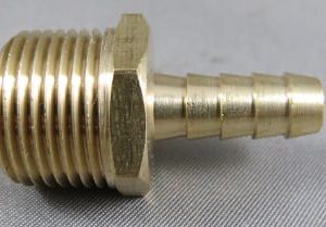 HOSE,BARB,1/4BRB X 3/8MP,BRASS