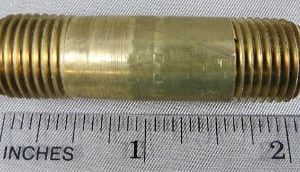NIPPLE,1/4MP X 2IN LONG,BRASS