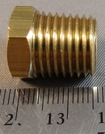 PLUG,HEX HEAD,1/4,BRASS