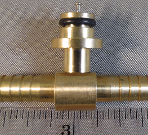 TEE,(2)1/4 BARB,W/CHECK VALVE,BRASS,SHURFLO