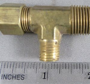 TEE,1/4COMP X 1/4MPT X 1/4COMP (RISE),BRASS