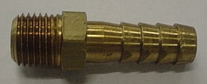 HOSE,BARB,1/4BRB X 1/4MP,BRASS,LF