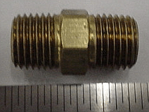 NIPPLE,HEX,1/4MP X 1/4MP,BRASS