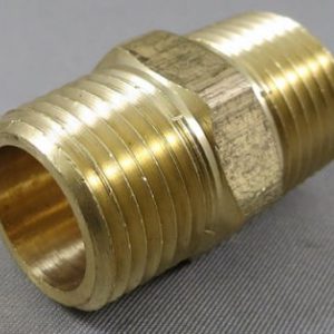NIPPLE,HEX,1/2MP X 1/2MP,BRASS,LF