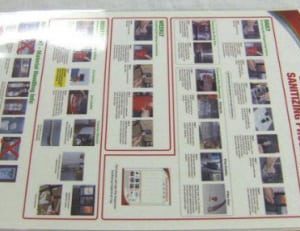 POSTER,DISPENSER CLEANING & SANITATION,W/HOLE & CHAIN