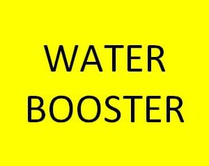 TAG,WATER BOOSTER,2 1/4 X 3 3/4,YELLOW BACKGROUND WITH BLACK LETTERS