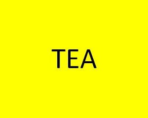 TAG,TEA,2 1/4 X 3 3/4,YELLOW BACKGROUND WITH BLACK LETTERS