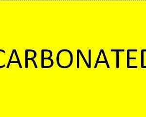 TAG,CARBONATED,2 1/4 X 3 3/4,YELLOW BACKGROUND WITH BLACK LETTERS
