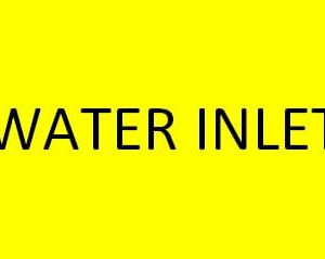 TAG,WATER INLET,2 1/4 X 3 3/4,YELLOW BACKGROUND WITH BLACK LETTERS