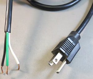 CORD,POWER,96IN,18-3GAUGE,W/STRAIGHT MALE PLUG & 3 BARE WIRES