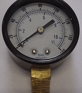 GAUGE,2IN,0-160PSI,BOTTOM MOUNT,W/BLACK STEEL