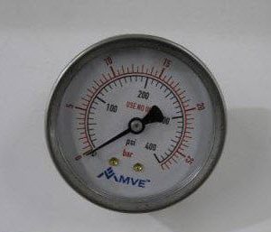 GAUGE,2",0-400 PSI,BACK MOUNT 1/4