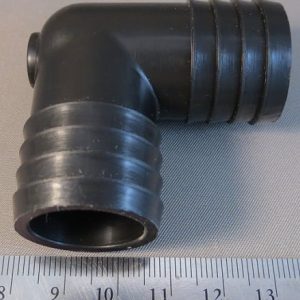 ELBOW,POLYPROPYLENE,BLACK,1IN BARB X 1 IN BARB.