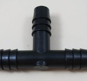 TEE,POLYPROPYLENE,BLACK,1/2 BARB X 1/2 BARB X 3/8 BARB