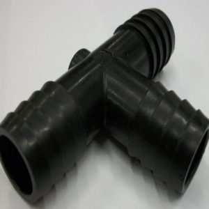 TEE,POLYPROPYLENE,BLACK,(3)3/4 IN BARB..
