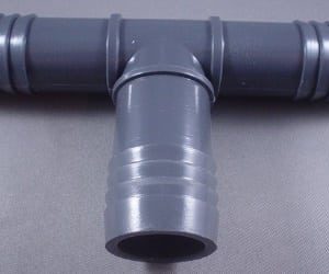 TEE,PVC,(3) 3/8BARB.