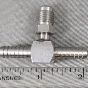 TEE,1/4BRB X 1/4BRB,WITH 1/4IN SCHRADER VALVE,SS