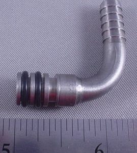 ELBOW,GENERAL BEVERAGE,1/4 BARB X 1/4 DOUBLE ORING,SS